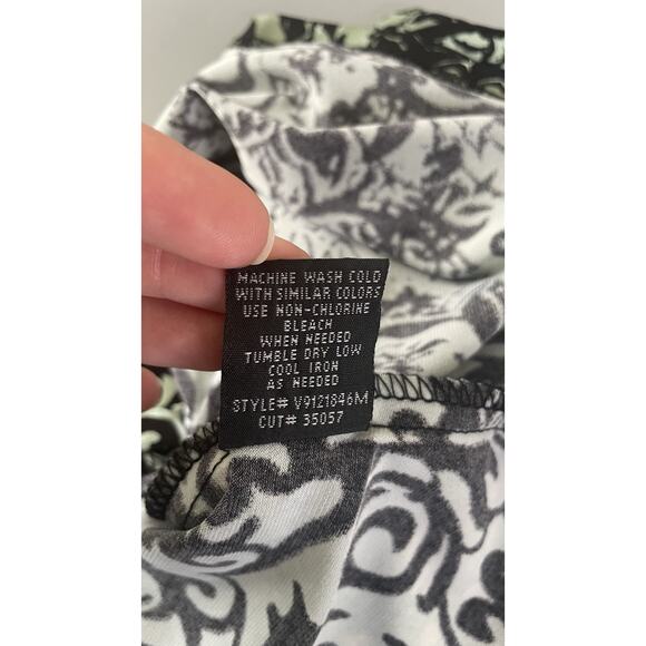 Connected Apparel Paisley Y2K Midi Shift Dress Floral Green Black Women's Size 6 - Picture 9 of 12